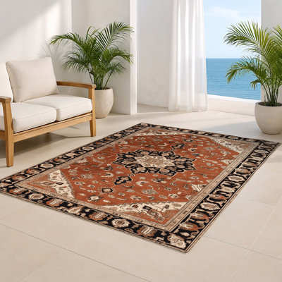 Tapis d'intérieur et d'extérieur brun Persian