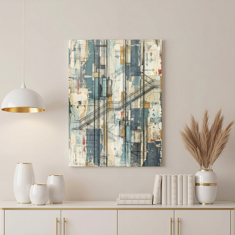 Art mural sur toile noir encadré pour le salon, la chambre à coucher, le bureau ou le vestibule - Décoration murale décorative industrielle abstraite
