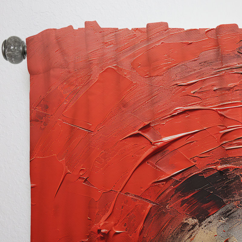Red And Gold Whimsical Whirl Spiral I - Spirals Curtain - Velvet Room Darkening - 1 Panel, 52" W x 90" L