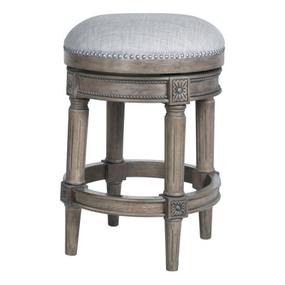 26"H Counter-Height Backless Swivel Bar Stool, Weathered Gray, 1PC