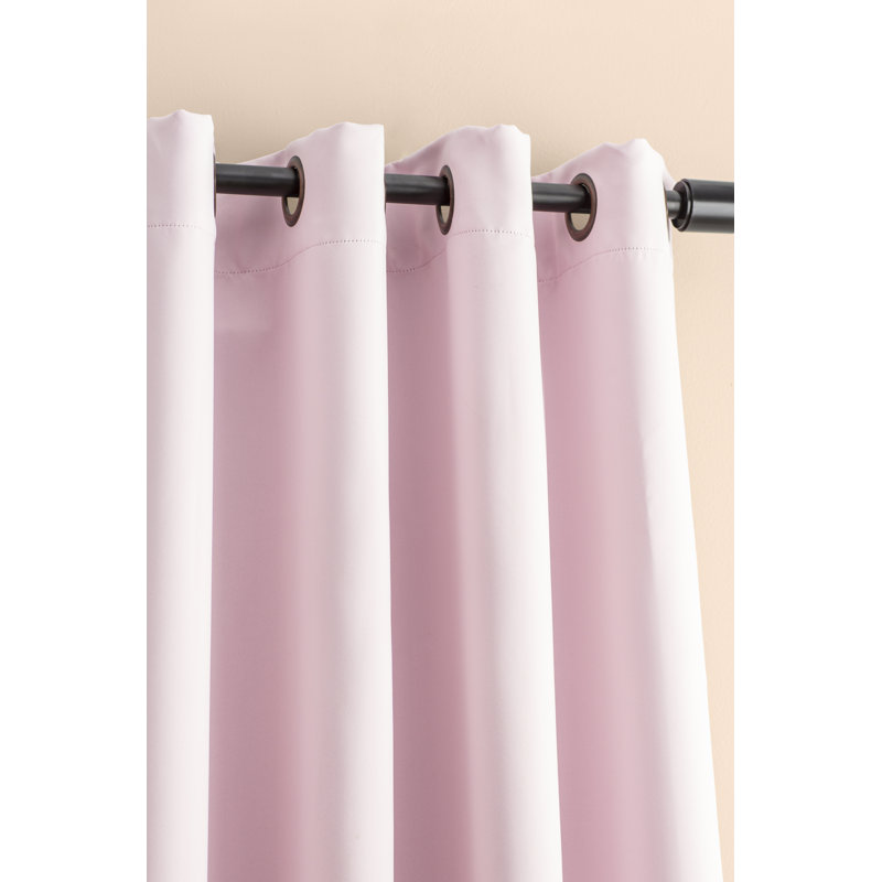 Adina Sevan Solid Thermal Grommet Curtain Panels, 52"W x 72"L, Light Pink
