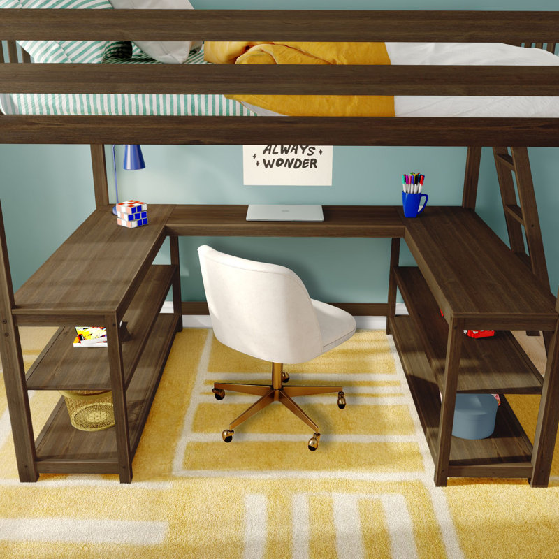 Bureau double classique noué surélevé + noyer, Noyer