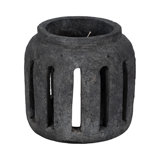 Trent Austin Design 8" Round Terracotta Lantern Hurricane With Open Slats, Black