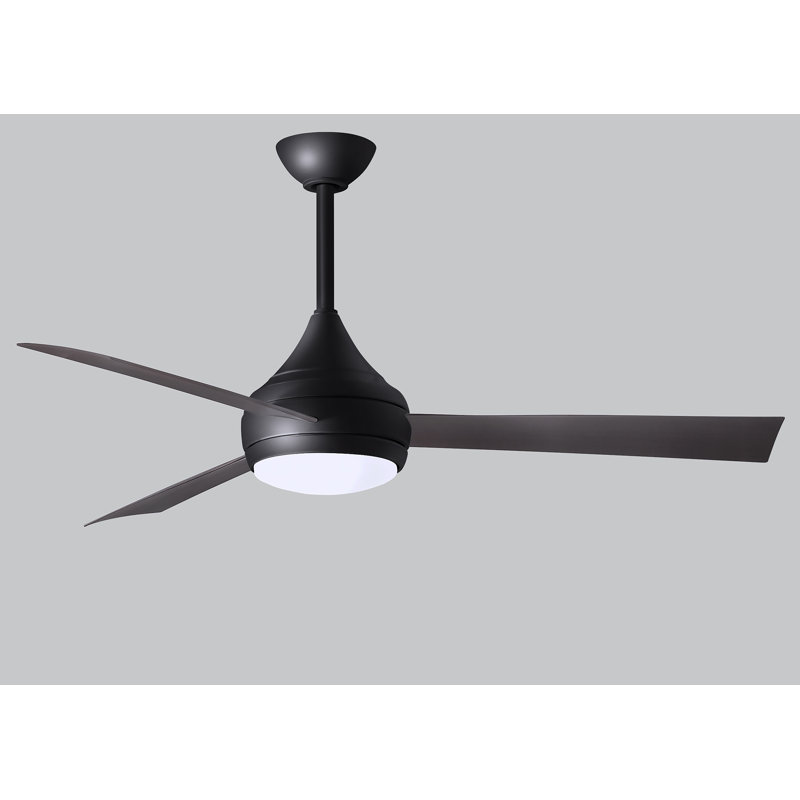 Donaire LED Outdoor Downrod Ceiling Fan, Matte Black, Brushed Bronze
