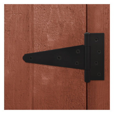 T Strap Hinge Barn Shed Gate Cabinet Door Iron Rustproof, Black, 6"
