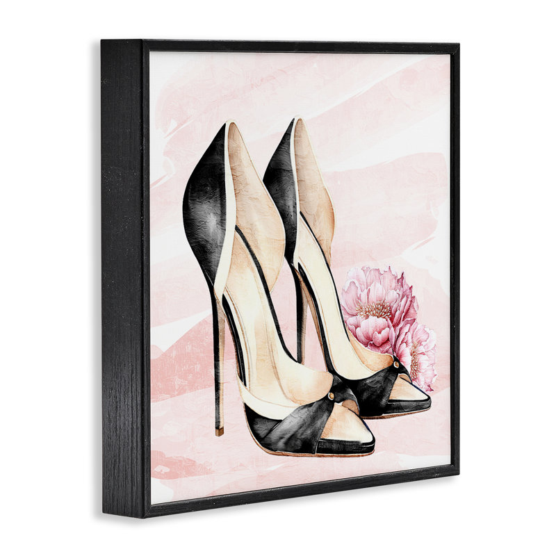 Glam Time Heels, giclée encadrée, design par Kim Allen, H 12 po x l 12 po, Giclée noire de minuit encadrée