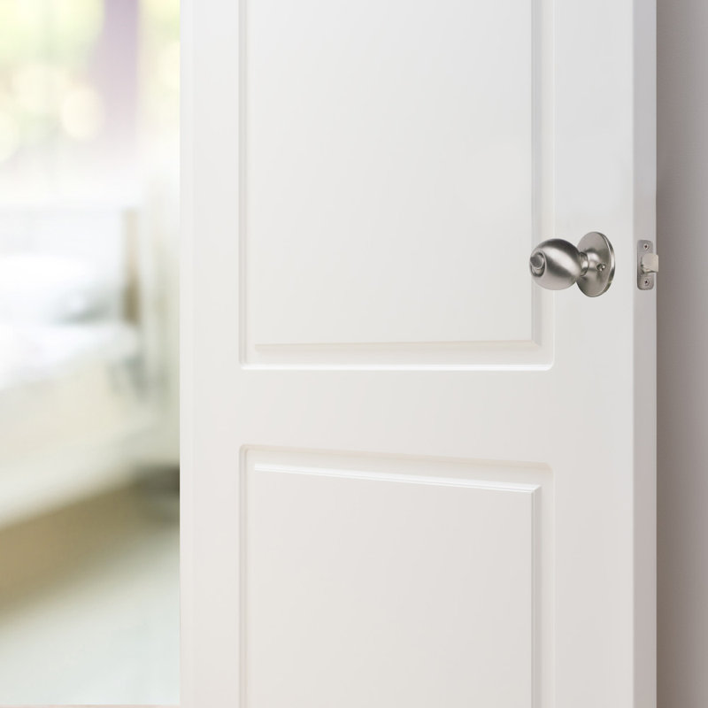 Ball Privacy Bed/Bath Door Knob, 2.88" H x 3.5" W x 6.38" D, Satin Nickel, 2-Way Latch