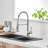 Single Handle Kitchen Faucet With Pull Down , Brushed Nickel, 360 Rotation For Sink Nickel Spray, Lever,