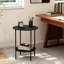 Table de bout ronde avec 2 tablettes de rangement, table d'appoint compacte pour le salon, la chambre à coucher et le bureau, table d'appoint peu encombrante au design industriel
