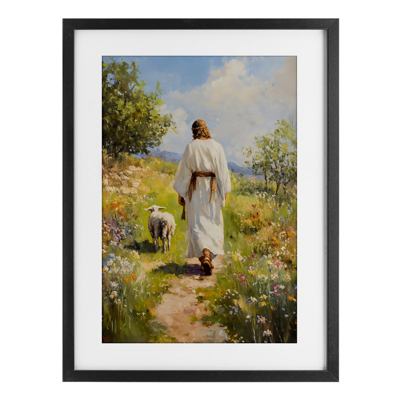 «Jesus Leaving the Sheep», reproduction encadrée sous verre, design par LSR Design Studio, H 20 po x l 14 po