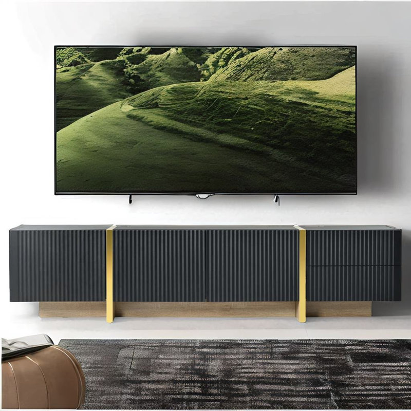 Hazera Unfinished Entertainment Center for TVs up to 78", Black