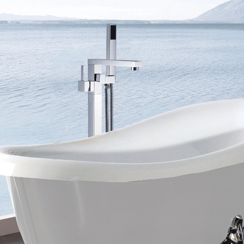 Bec de baignoire sur pied avec inverseur et douchette Hallberg