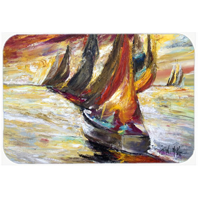 Caroline's Treasures Sails Sailboat Glass Cutting Board