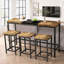 Longue table de salle à manger polyvalente avec 3 tabourets, tabouret suspendu unique, couleur naturelle + noire, pendant des années Élégant espace confortable - économie de noir, divertissement