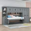 Lit escamotable simple 6 tiroirs avec garde-robe, tablettes, armoire et bureau-1568726998