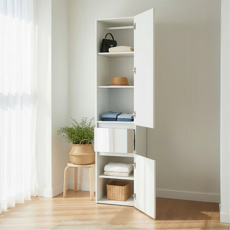 Elise Modular Wood Closet System with Mirror in White