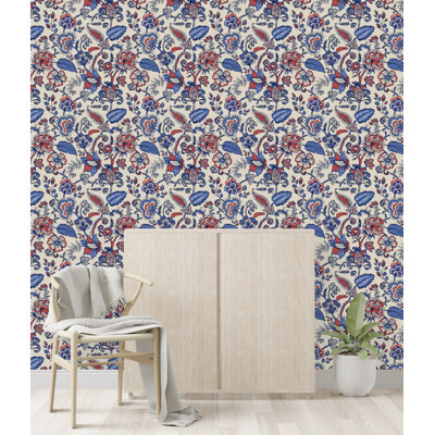 Blue And Red Pattern Wallpaper