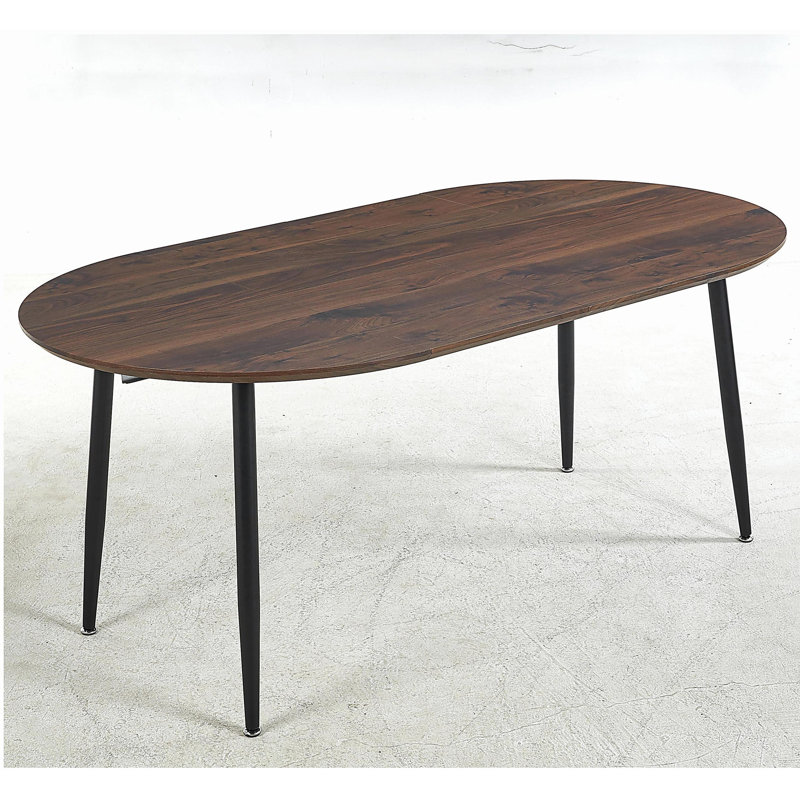 Table extensible, table de salle à manger, table de bureau, table basse, pieds en métal noir, plateau couleur noyer, 100/140 / 180X100X75Cm