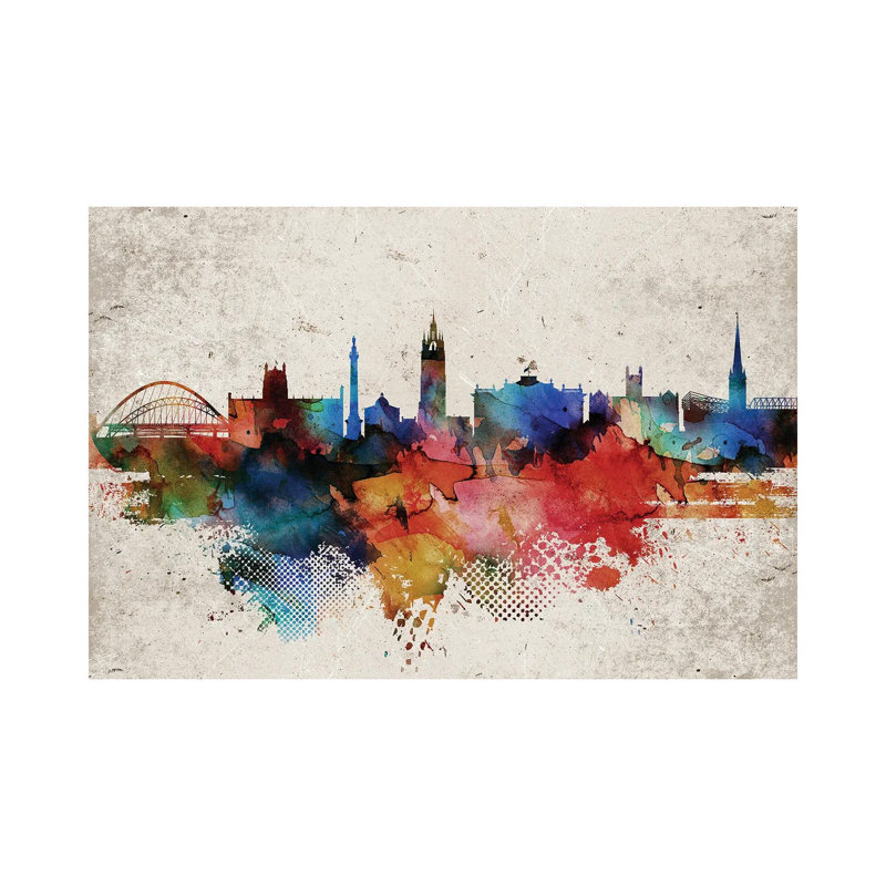 Newcastle Abstract Skyline - Wrapped Canvas Gallery-Wrapped Canvas Giclée, 66.04 cm H x 45.72 cm W