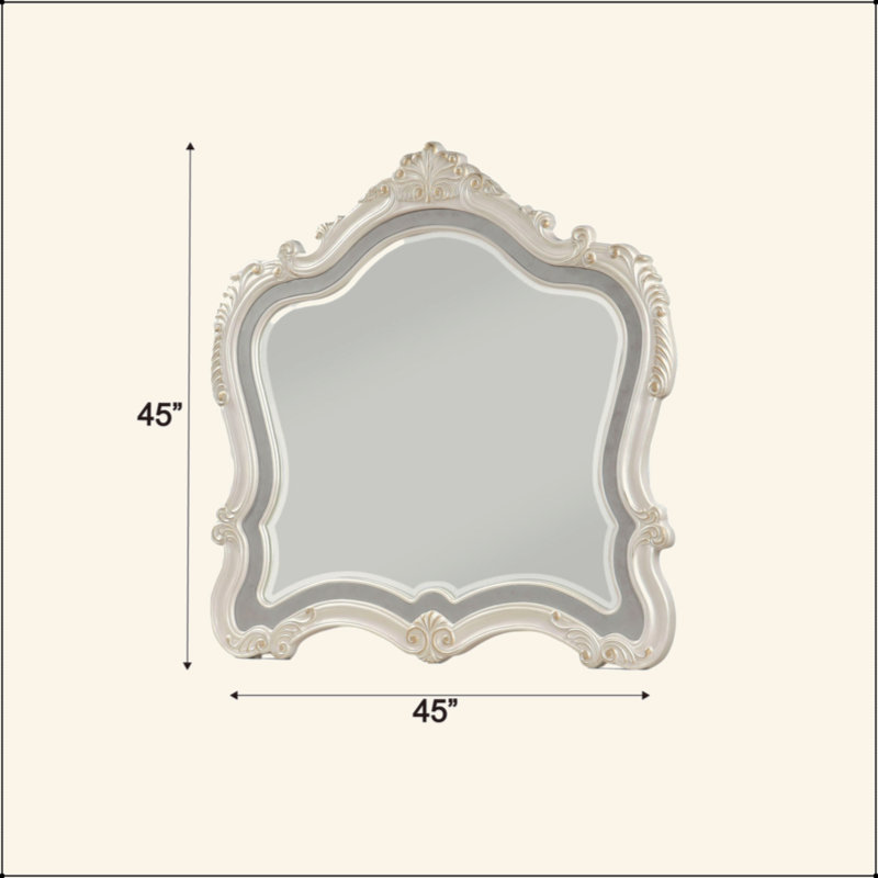 Miroir blanc perle