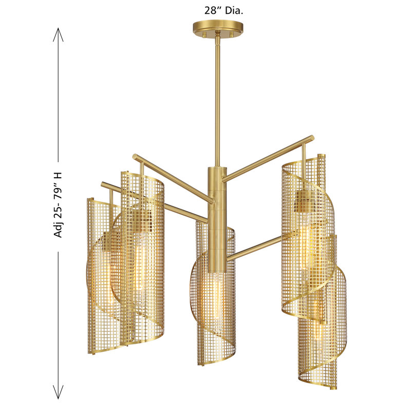 Nygaard 5-Light Chandelier in Brass, Brass