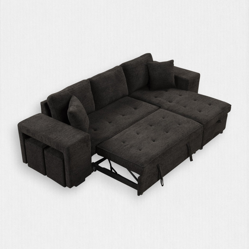 Keagan Upholstered Reclining L-Shaped Sectional Reversible, Gray Chenille