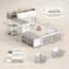 Lit simple d'angle avec bureau et 4 tiroirs, lit de jour pour chambre d'amis, blanc et gris chêne-1424388136