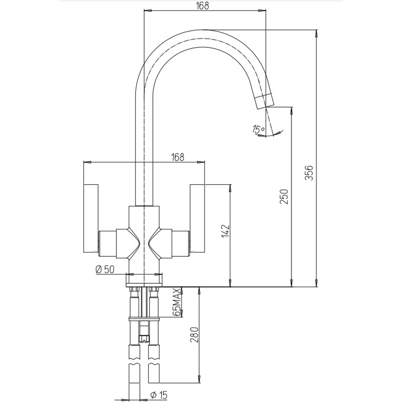 Piralla Cox Kitchen Faucet, Chrome