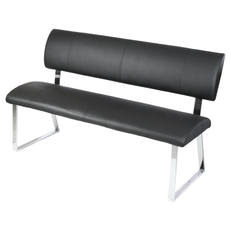 Barton Faux Leather Upholstered Bench, Black