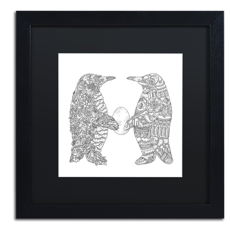 Chouquer «Penguin Lovers», impression sur toile encadrée, Noir, H 16 po x l 16 po x P 0,5 po