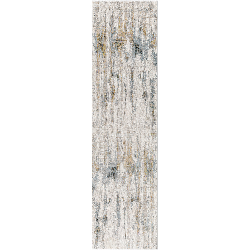 Addisyn Abstract Gray/Denim Area Rug, Runner 2'7" x 10'
