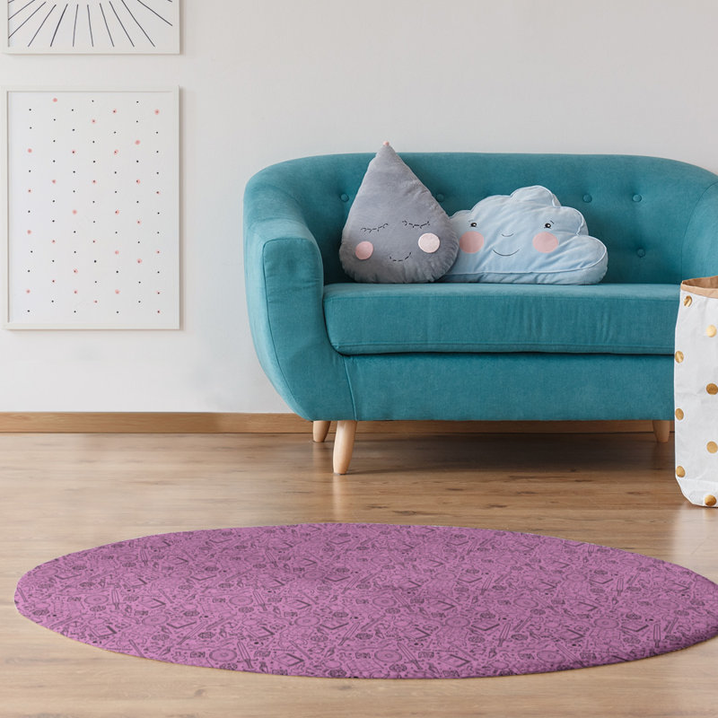 Tapis de zone rose classic, Rond 5 pi