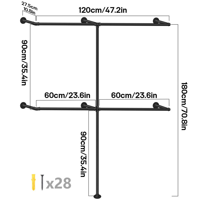 Adjustable Wall Mounted Clothes Rack