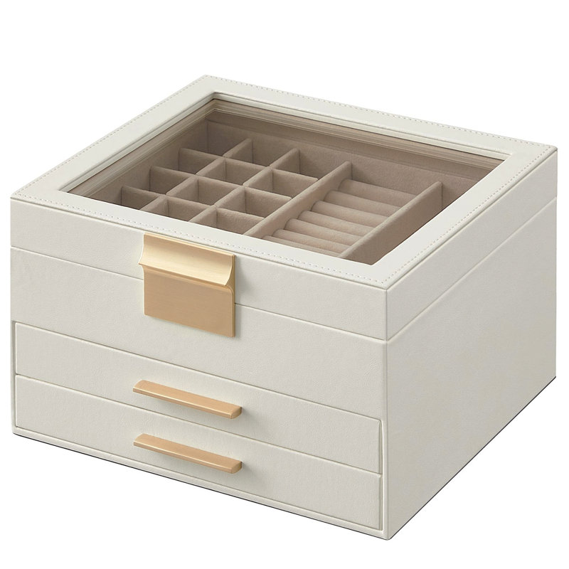 Wood Jewellery Box, White/Golden