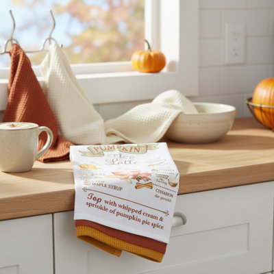 Ensemble de 3 serviettes de cuisine latte / uni / gaufre