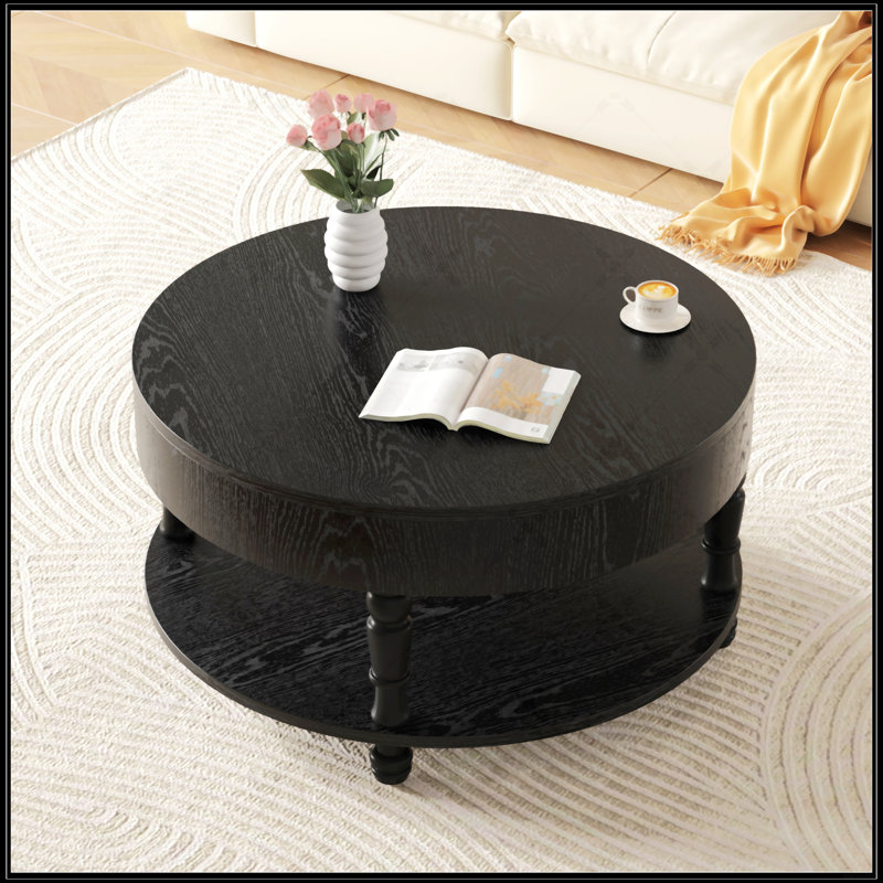 Table basse avec rangement double, Black