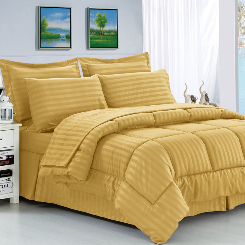 Ensemble d'édredon réversible en microfibre 8 pièces , Doré, Édredon double / grand + 7 pièces supplémentair