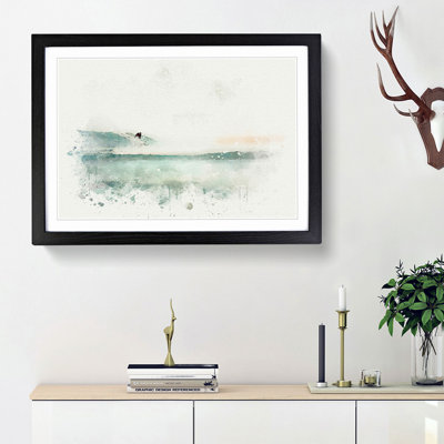 Surfing in Zuma Beach Malibu in Abstract - Picture Frame Graphic Art Print