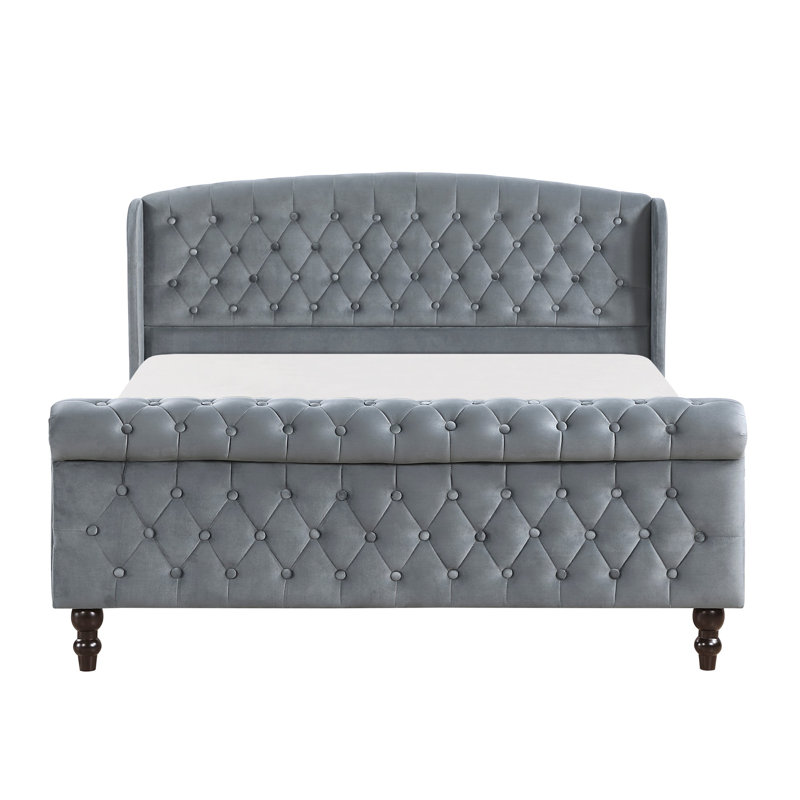 Cadre de lit plateforme Mid-Century, Gris