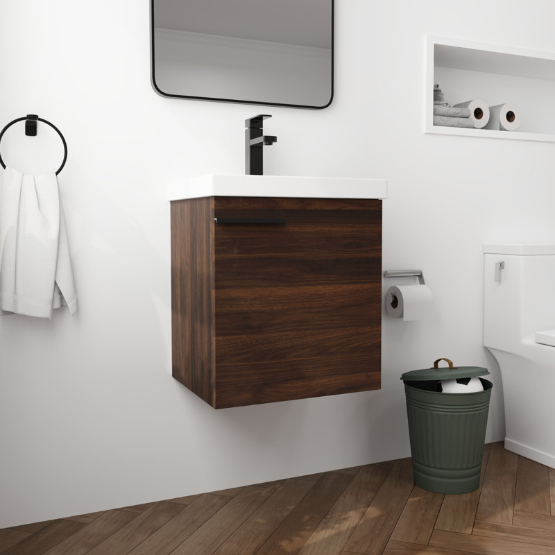 Ensemble de meuble-lavabo simple mural 18 "Aether, Californie - brun foncé
