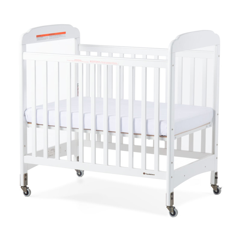 Serenity Compact Fixed-Side Clearview Crib, 2 Panel (White)