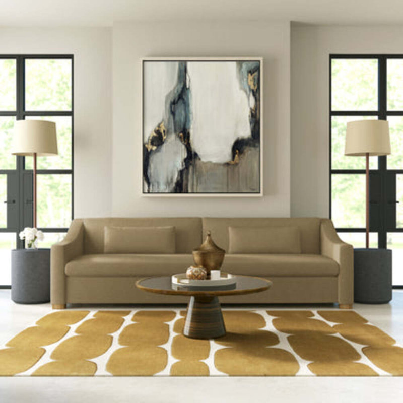 Crosby Slope Arm Sofa, Plush Velvet Alabaster, 32.5" H x 96" W x 38" D, Ebony