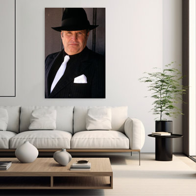 Man In Black Suit And Fedora Classic Retro Vintage Portrait Wall Art