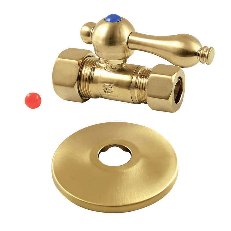 Valve d’arrêt rectiligne comp, Laiton brossé