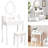 Luxurious Vanity Desk Set with Mirror and Cushioned Stool-602360610
