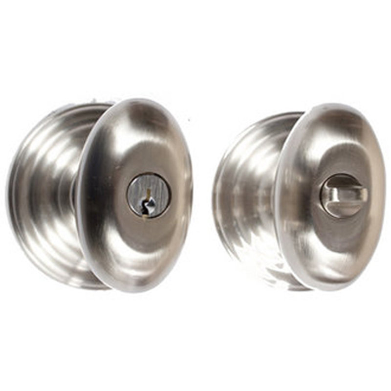Bouton de porte à œuf avec rosette régulière, Nickel satiné