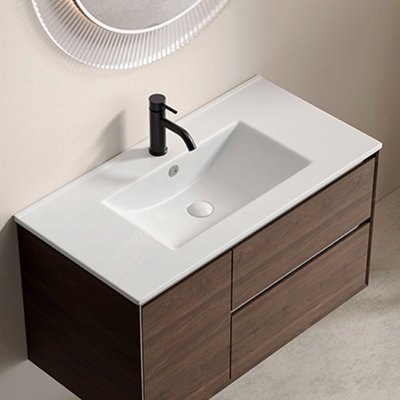 36" Bathroom Vessel Sink, Ceramic Bathroom Vanity Sink Top Without Overflow (Only Sink, No Cabinet)
