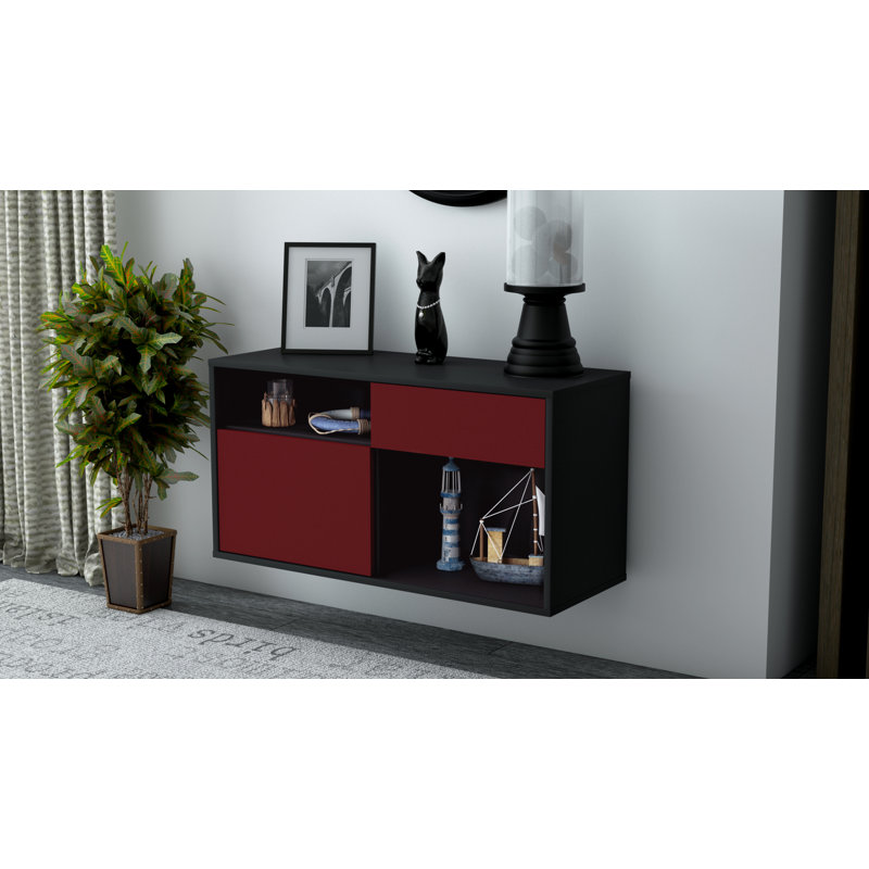 Fountaine Unfinished Floating TV Stand, Red