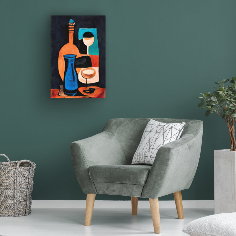 Art sur toile, "Nature morte avec vin", H 12 po x l 19 po