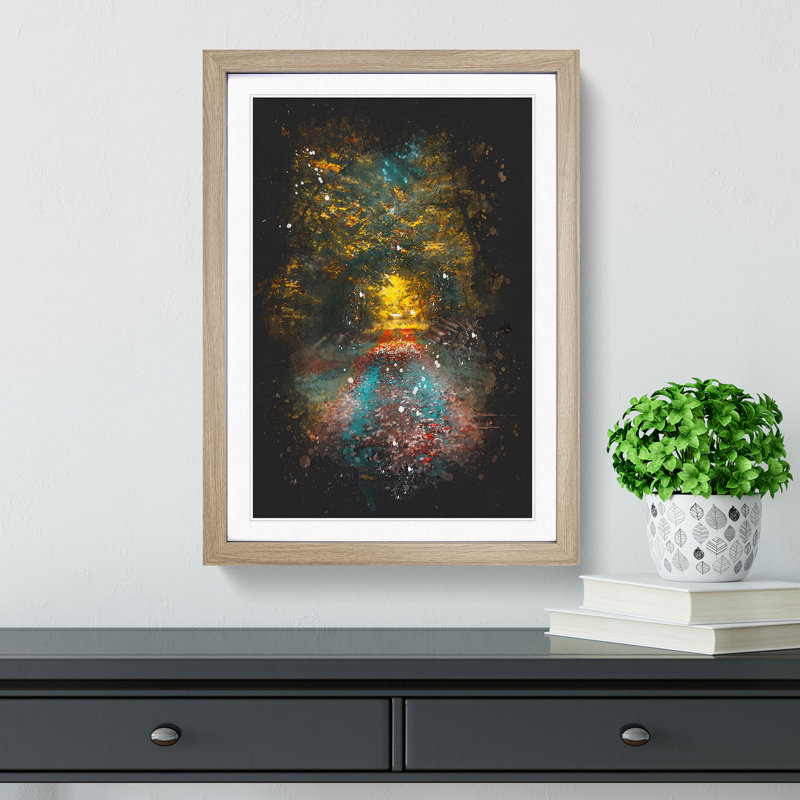 Endless Autumn Forest in Germany - Framed Print, 87cm H x 62cm W x 2cm D, Oak Framed